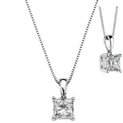 0.70 Ct. Princess Cut Diamond Solitaire Pendant With Chain (GIA Certified)