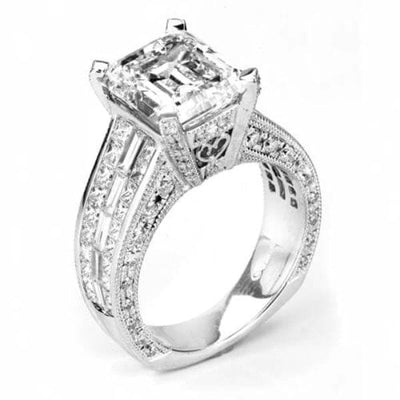 6.90 Ct. Wide Shank Emerald Cut Engagement Ring G Color VVS2 GIA Certified