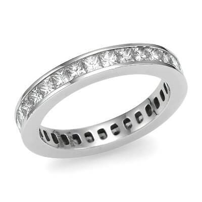 Princess cut channel set diamond eternity ring