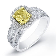 2.05 Ct. Canary Fancy Yellow Cushion Cut Diamond Engagement Ring