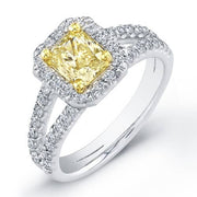 2.40 Ct. Fancy Yellow Radiant Cut Halo Engagement Ring VS1 GIA Certified