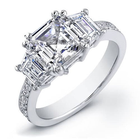  Asscher Cut & Trapezoids Diamond Ring