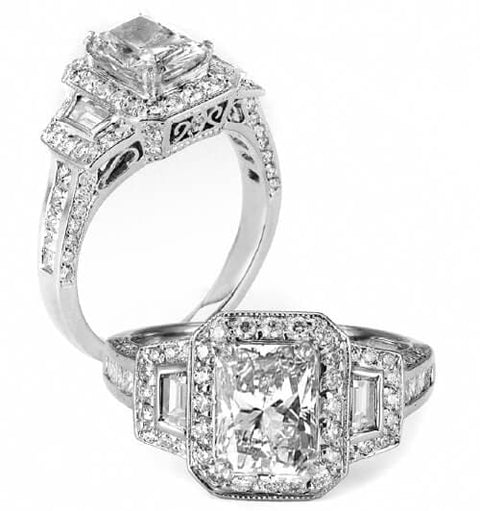 2.62 Ct. Radiant Cut Diamond Engagement Ring I, VS1
