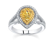 Pear Shape Canary Fancy Yellow Halo Engagement Ring