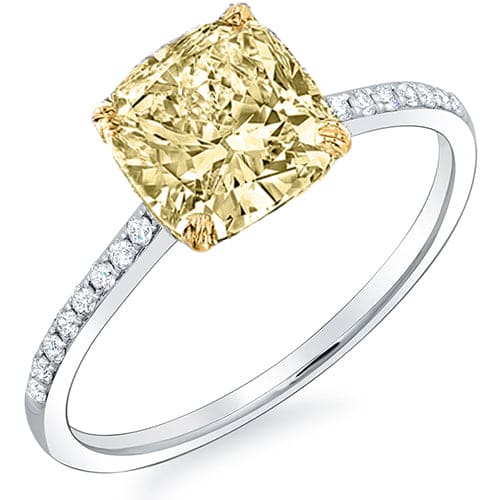1.45 Ct. Cushion Cut Fancy Yellow Diamond Engagement Ring VS1 GIA Certified