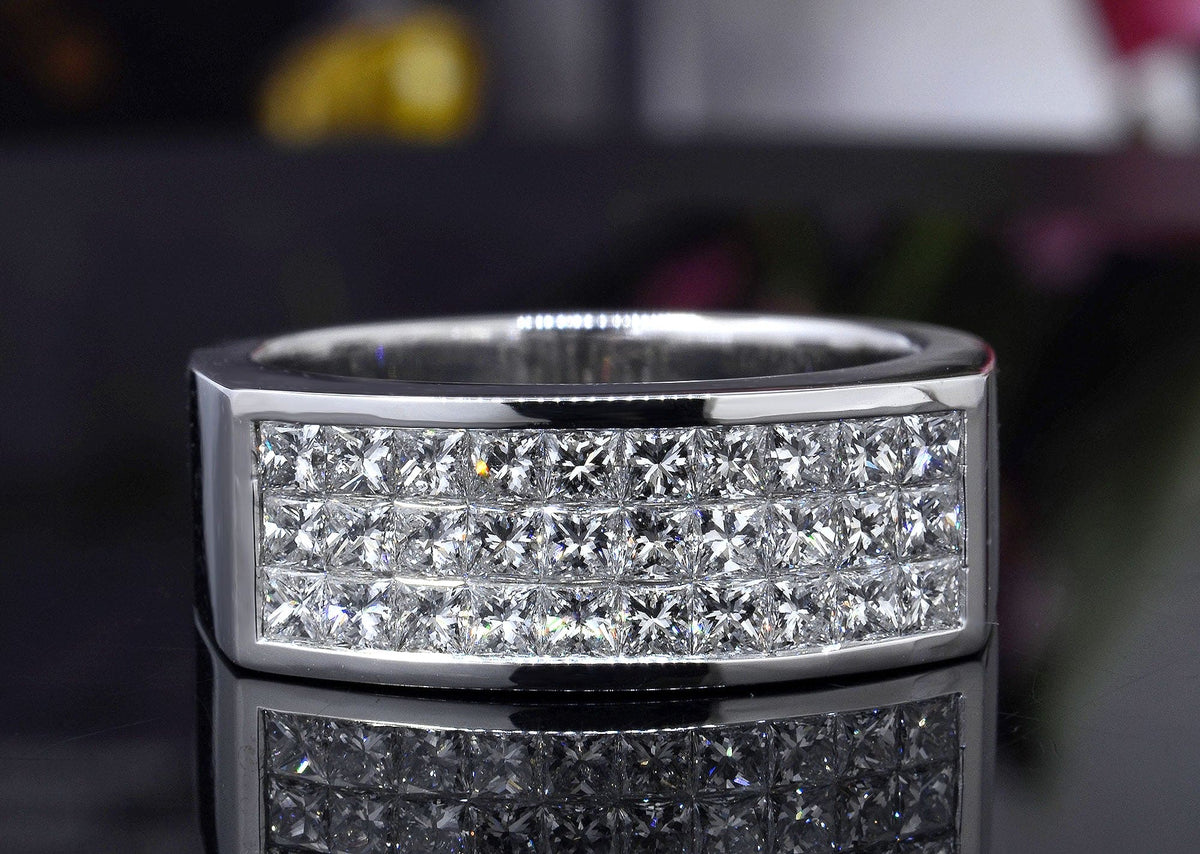 Men's princess cut diamond ring | invisible set men's princess cut ring 