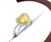 Yellow Heart Shape Halo Diamond Ring Natural Picture