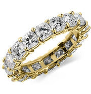 Cushion Cut Eternity Band Yellow Gold