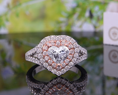 Double Halo Heart Ring