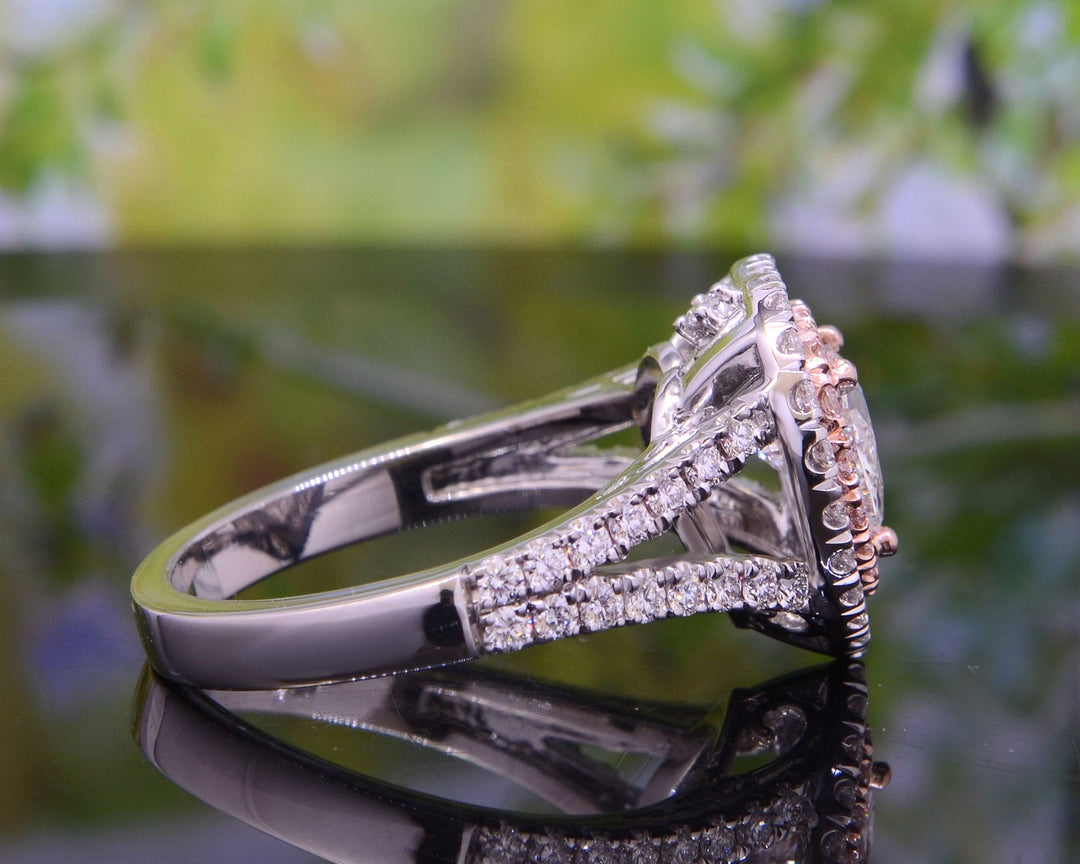 3.10 Ct. Double Halo Heart Ring G Color VS2 GIA Certified