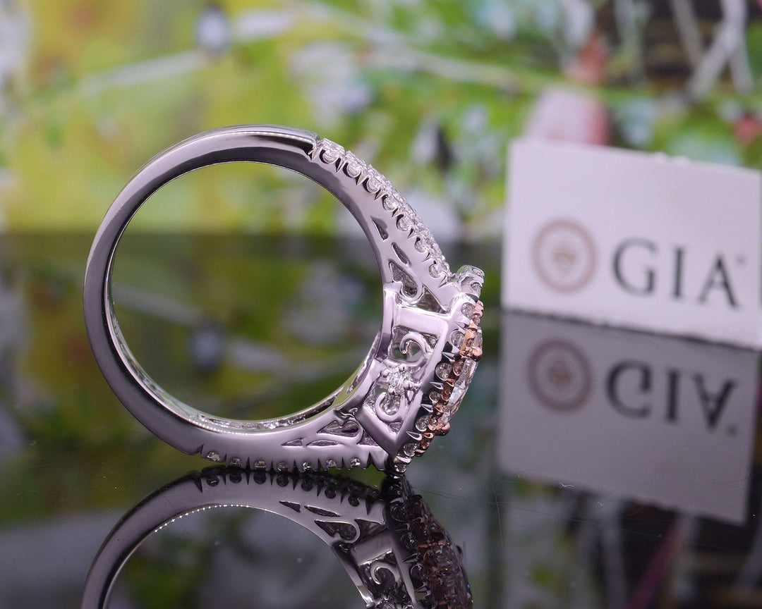 Double Halo Heart Ring Back View