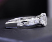 2.50 Ct. Oval Cut & Half Moons Diamond Ring with Baguettes I Color VVS2 GIA Certified