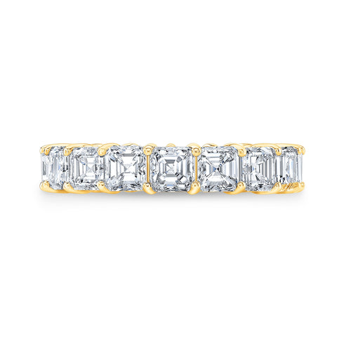 Asscher Cut Eternity Band Yellow Gold