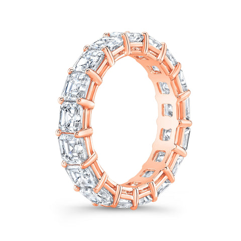 Asscher Cut Eternity Band Profile View Rose