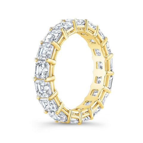  Asscher Cut Eternity Band Profile view Yellow Gold