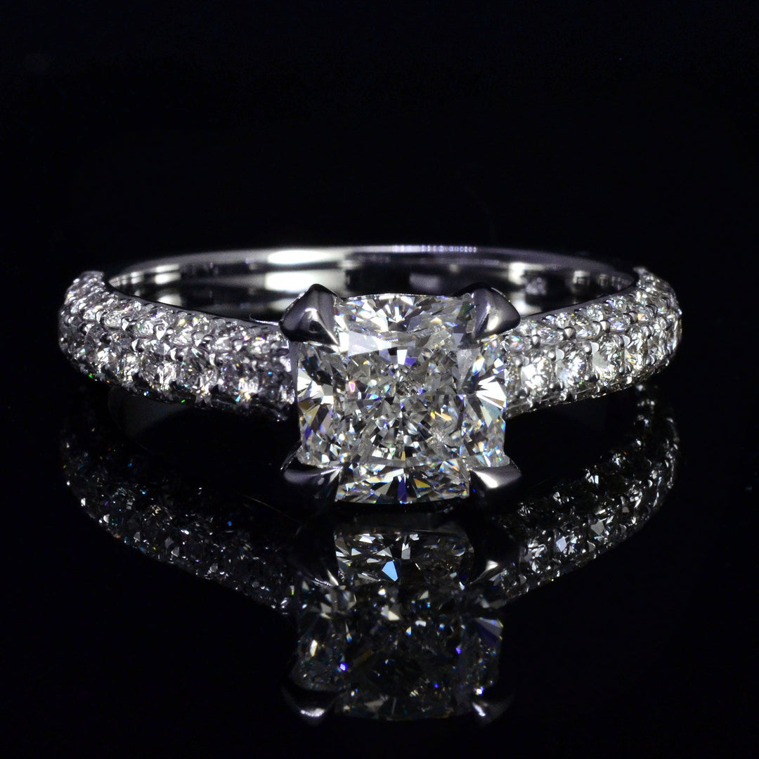 2.50 Ctw Cushion Cut Hidden Halo Ring F Color VS1 GIA Certified