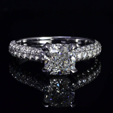 2.50 Ct. Cushion Cut Hidden Halo Engagement Ring F Color VS1 GIA Certified