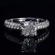 2.50 Ct. Cushion Cut 3Row Pave Engagement Ring G Color VS1 GIA Certified