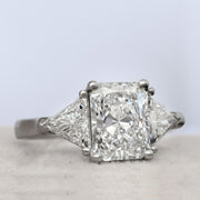 Elongated Radiant Cut  3 Stone Ring with Trillions