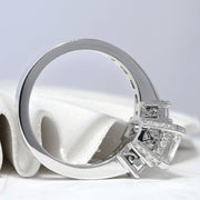 3.90 Ct. Emerald & Princess 3 Stone Diamond Ring I Color VVS2 GIA Certified