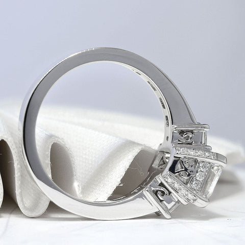 2.10 Ct. Emerald Cut 3 Stone Engagement Ring F Color VS1 GIA Certified