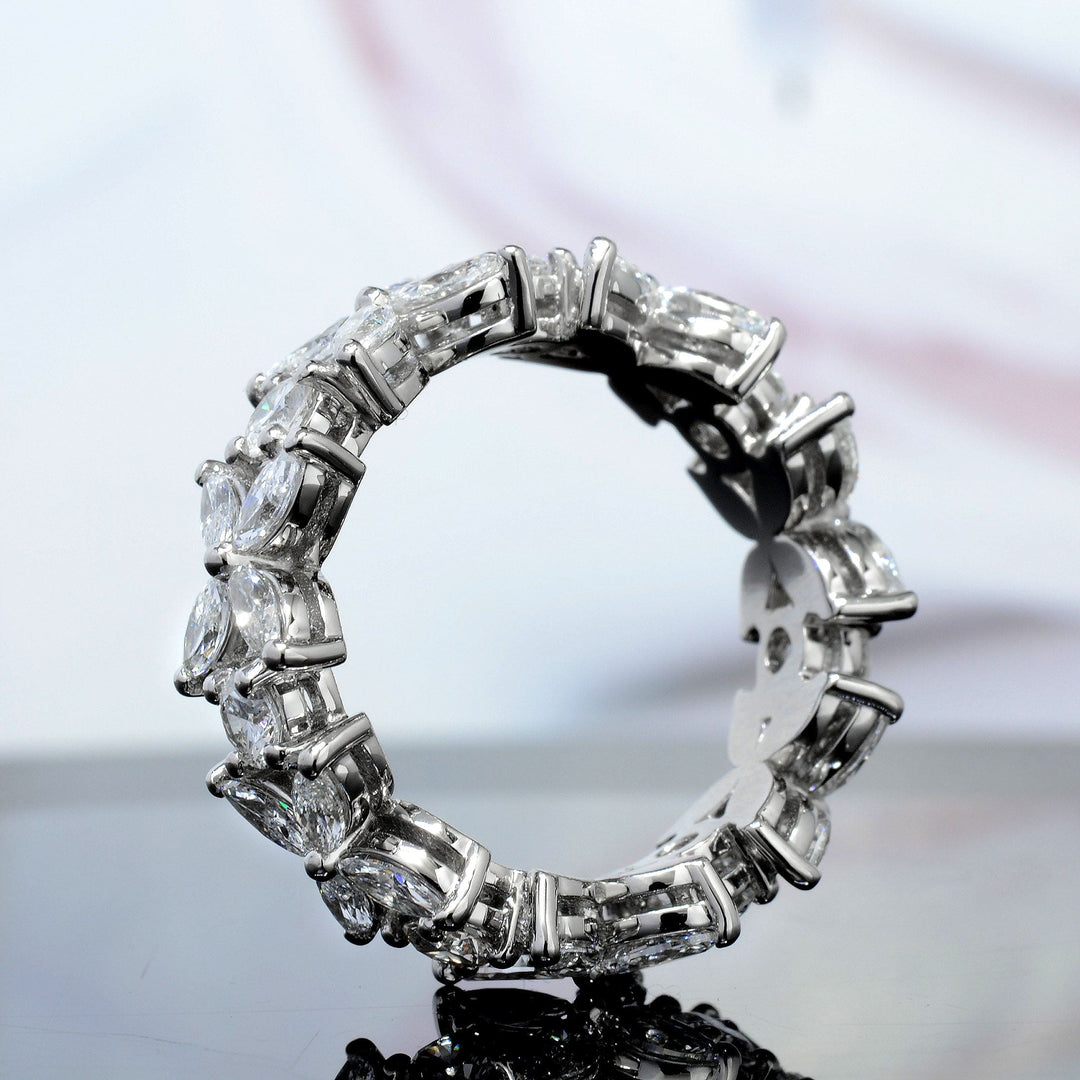 Flower Eternity Ring with Marquise and Round Cut Diamonds