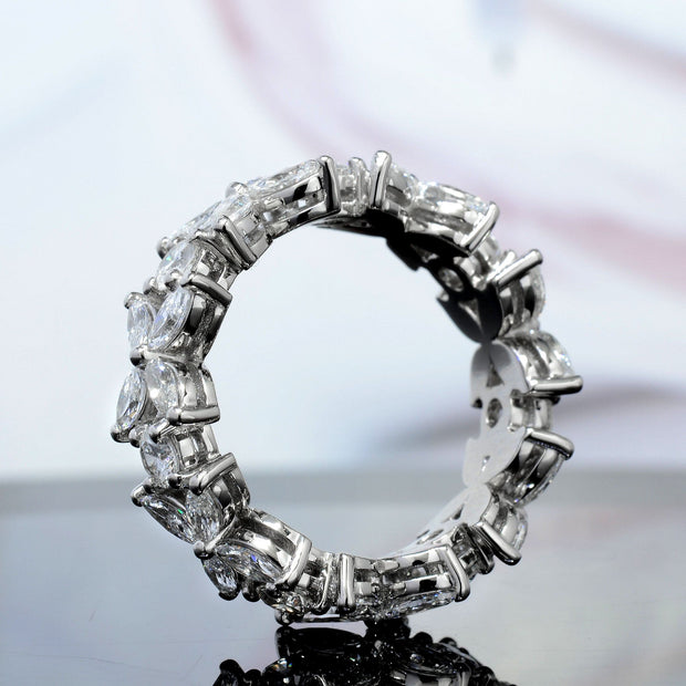 Flower Eternity Ring with Marquise and Round Cut Diamonds