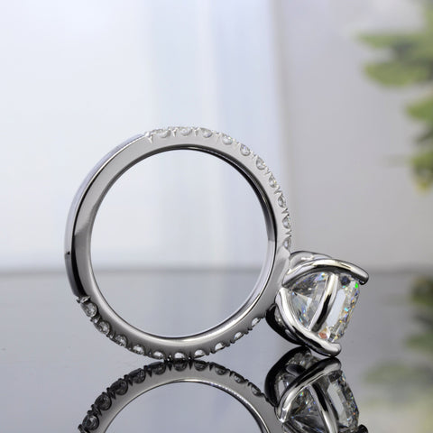 2.30 Ct. Cushion Cut Diamond Ring with Accents H Color VS1 GIA Certified