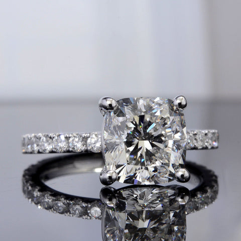 2.50 Ct. Classic Cushion Cut Engagement Ring Set G Color VS2 GIA Certified