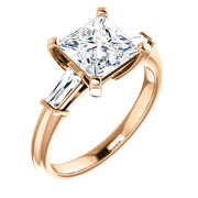 3 Stone Princess Cut Diamond Ring Rose Gold