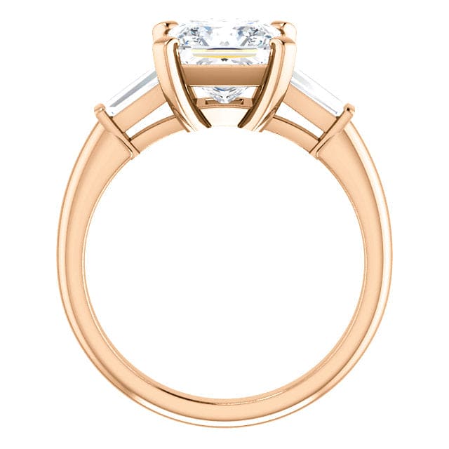 2.00 Ct 3 Stone Princess Cut Diamond Ring w Baguettes G Color VS1 GIA Certified