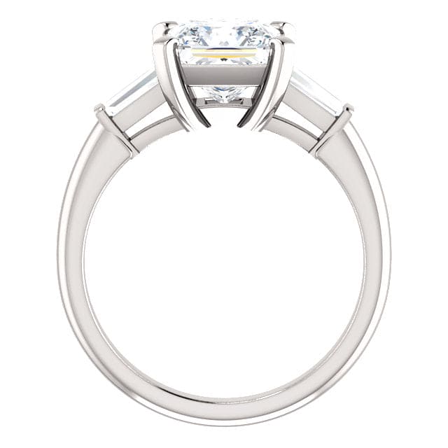 3 stone princess cut diamond ring side view