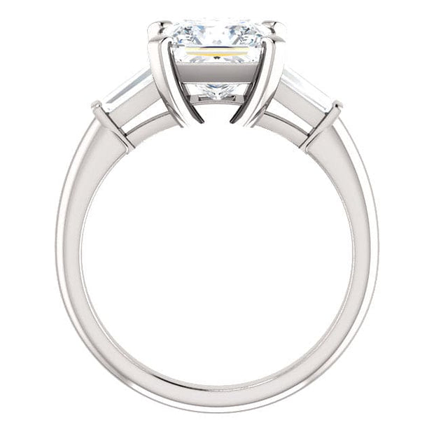 3 Stone Princess Cut Diamond Ring Side View