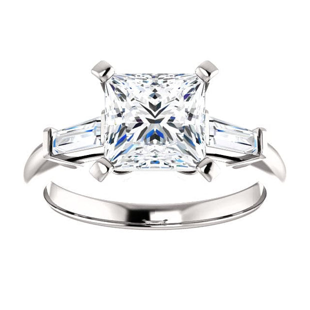 3 Stone Princess Cut Diamond Ring Front View