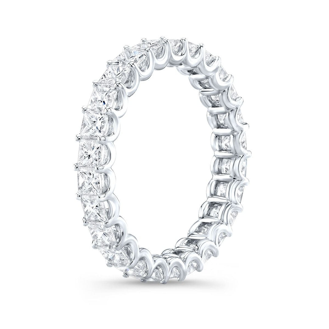 Princess Cut Eternity Band White Side Profile