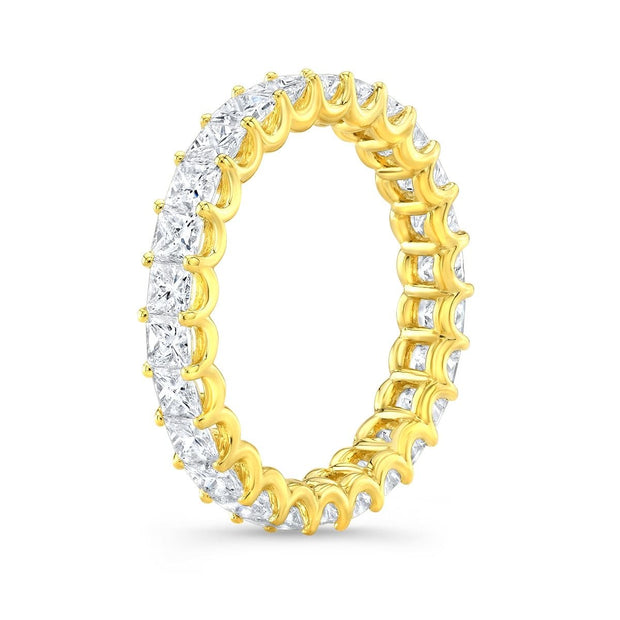 Princess Cut Eternity Band Yellow Side Profile