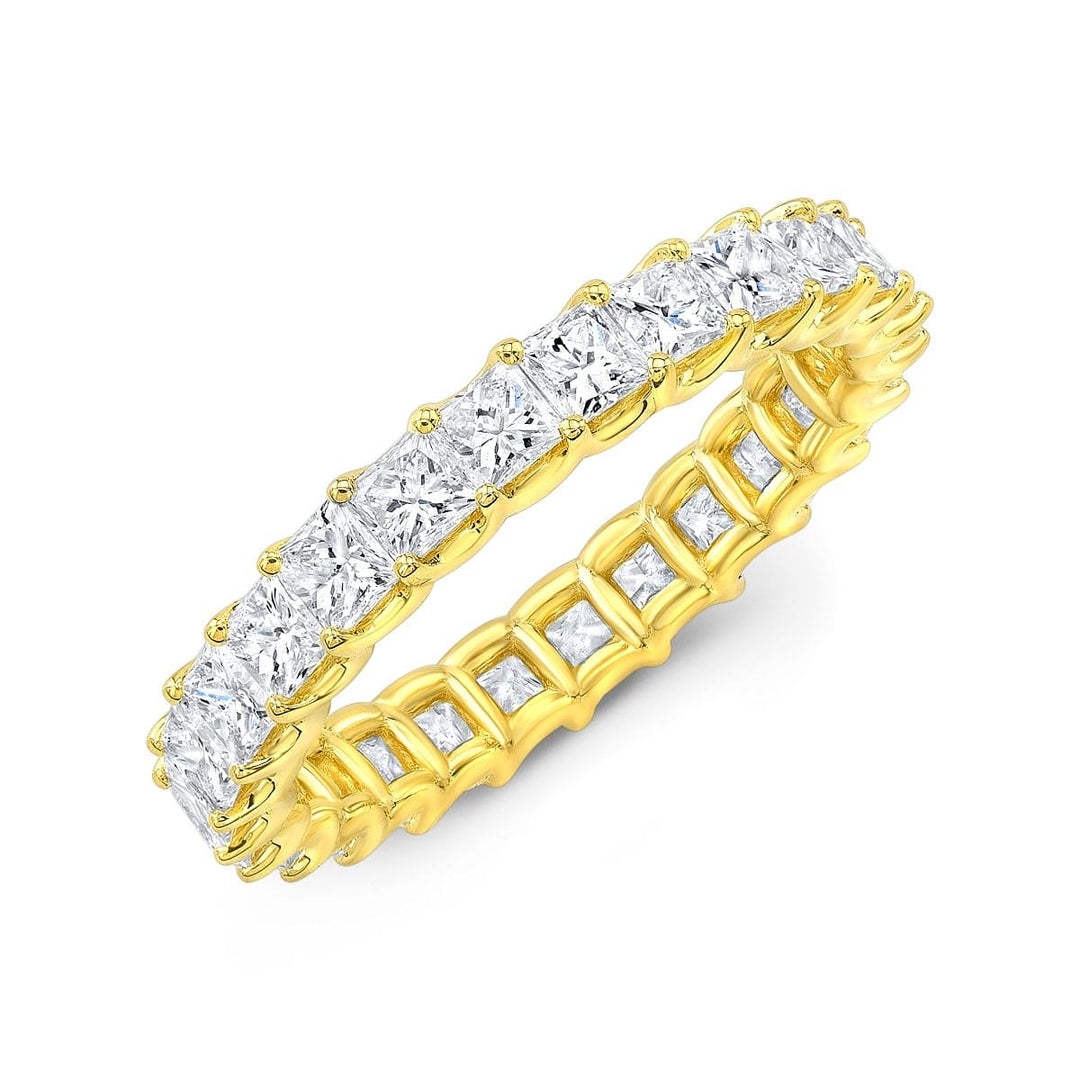 Princess Cut Eternity Band Yellow Gold