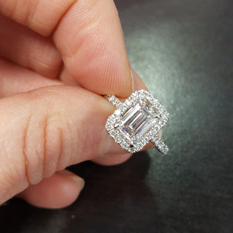 Halo Emerald Cut Engagement Ring