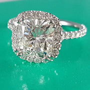 Cushion Cut Halo Engagement Ring Front View