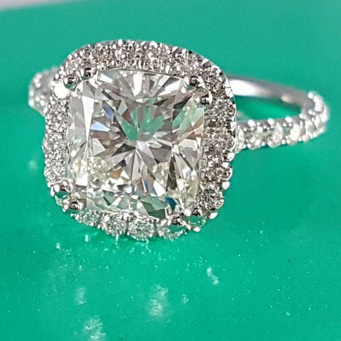 Cushion Cut Halo Engagement Ring Front View