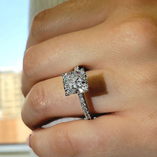 Cushion Cut Diamond Ring with Accents | Cushion Cut diamond Rings