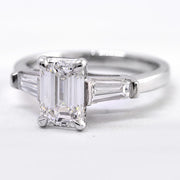 1.70 Ct. Emerald Cut 3 Stone Engagement Set with Baguettes I Color VS1 GIA Certified