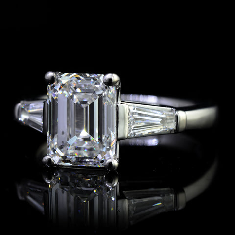 3 Stone Emerald Cut Diamond Ring