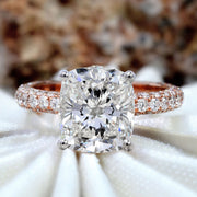 Cushion Cut Pave Engagement Ring Rose Gold