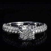 3.30 Ct. Cushion Cut Pave Engagement Ring H Color VS1 GIA Certified