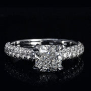 3.30 Ct. Cushion Cut 3 Row Pave Engagement Ring G Color VS1 GIA Certified