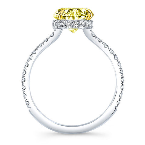 Hidden Halo Yellow Oval Cut Diamond Ring