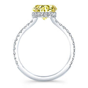 Under Halo Canary Fancy Yellow Oval Cut Diamond Ring side view