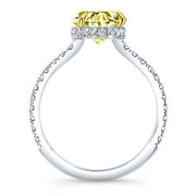 2.10 Ct. Hidden Halo Fancy Yellow Oval Cut Diamond Ring VS1 Clarity GIA Certified