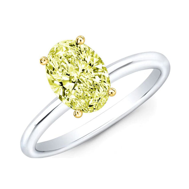 2.20 Ct. Canary Fancy Yellow Oval Cut Diamond Ring VVS1 Clarity GIA Certified